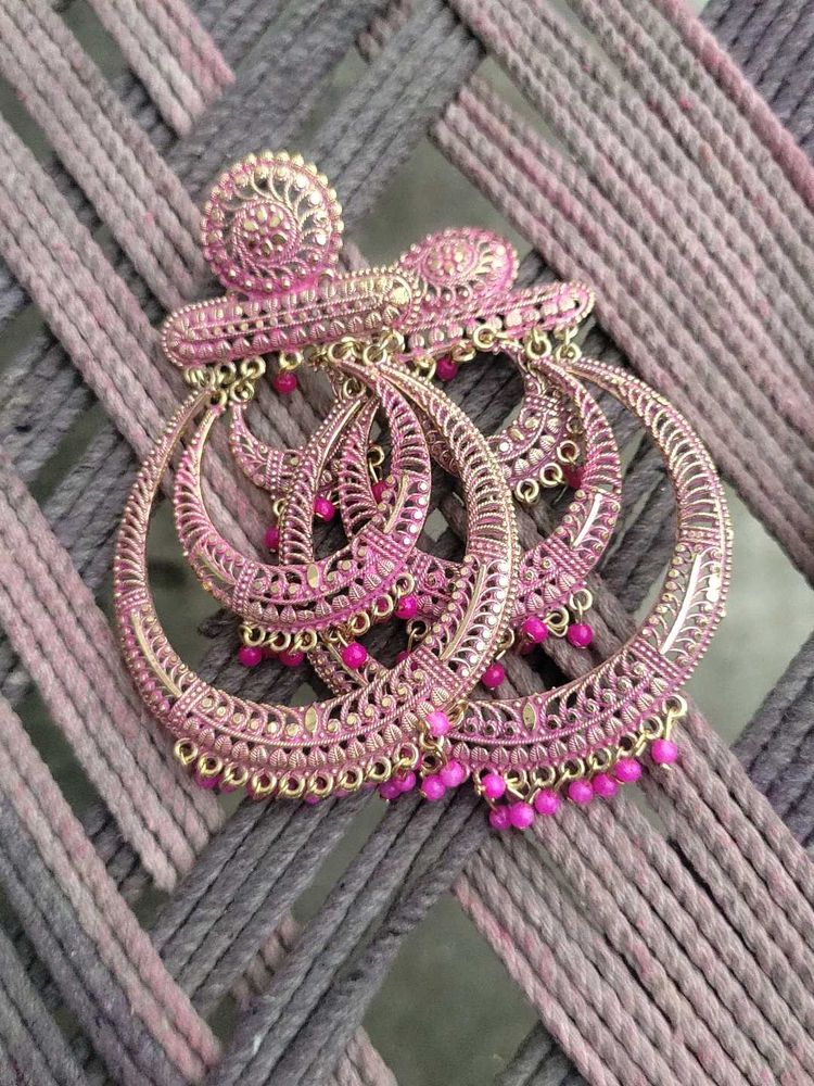 Pink Beaded Statement Earrings