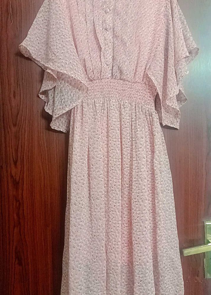 Pink Floral Midi Dress