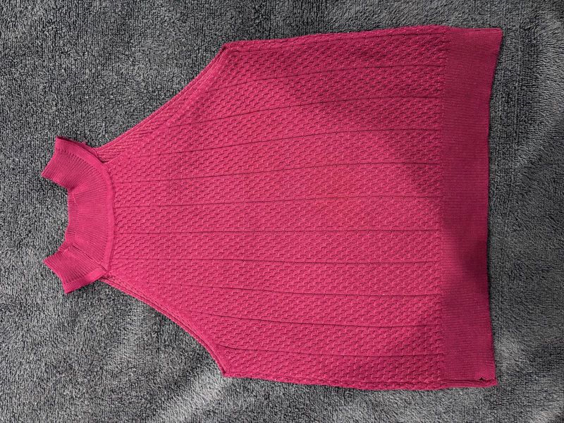 Maroon Knit Sleeveless Top