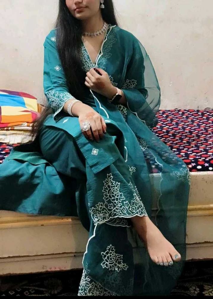 Teal Embroidered Salwar Suit