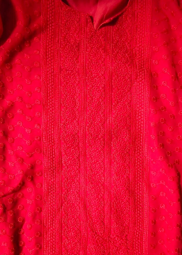 Red Embroidered Work Size S