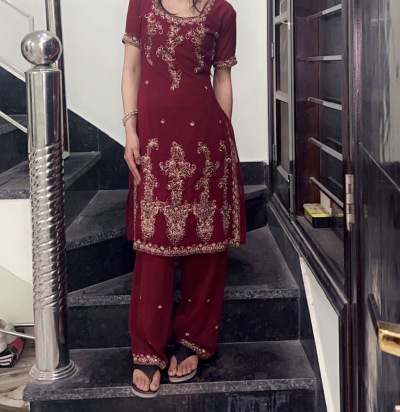 Maroon Embroidered Salwar Kameez