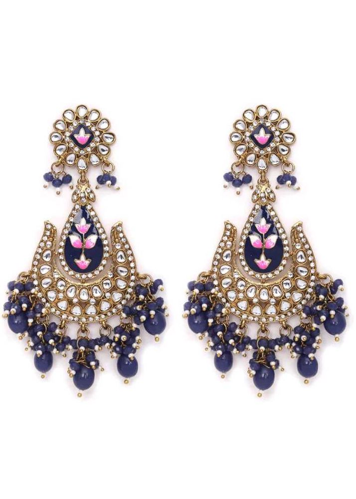 Elegant Blue Kunda Earrings set  Bye1 Get1