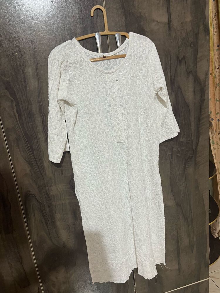 White Embroidered Kurti