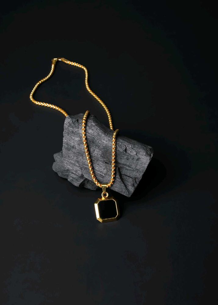 Gold &amp; Black Pendant Necklace