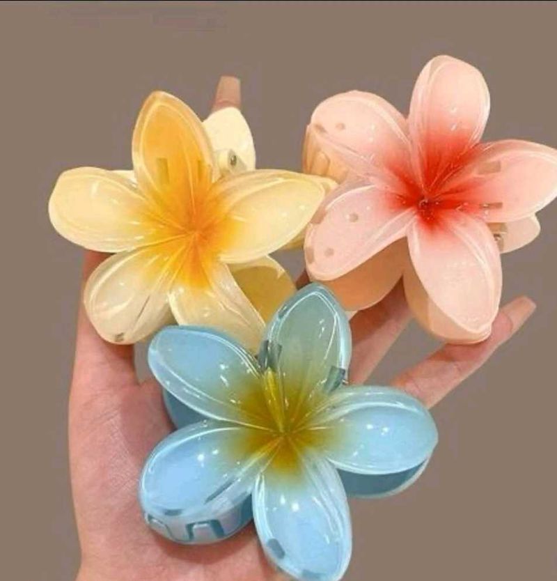 Floral Hair Claw Clips - Set of 3