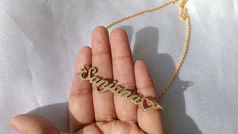 Custom &#39;Sanjana&#39; name necklace with heart detail