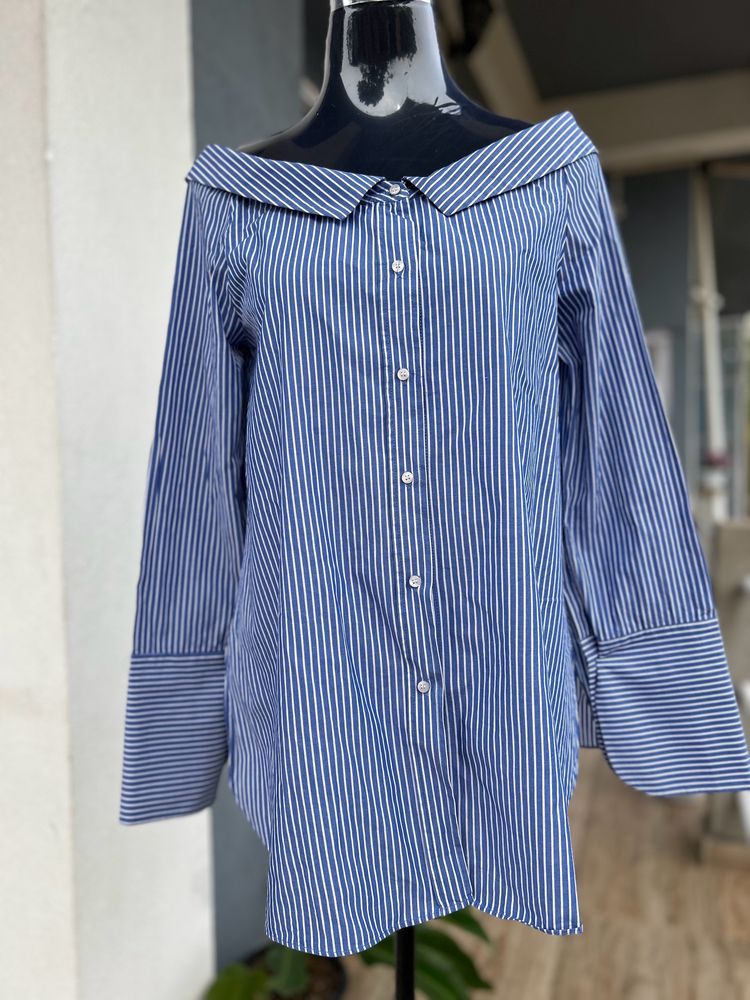 ZARA off shoulder Strip Shirt Top