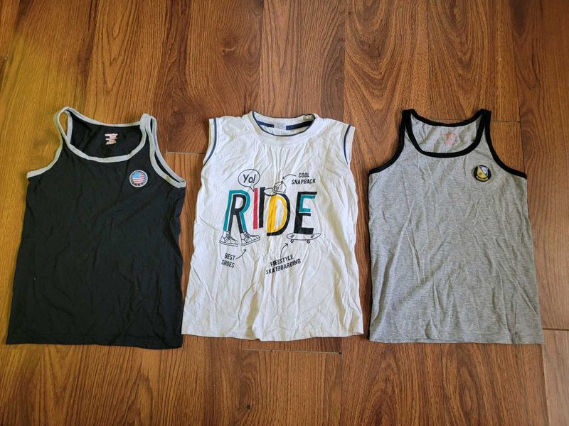 Three Sleeveless Cotton T Shirts
