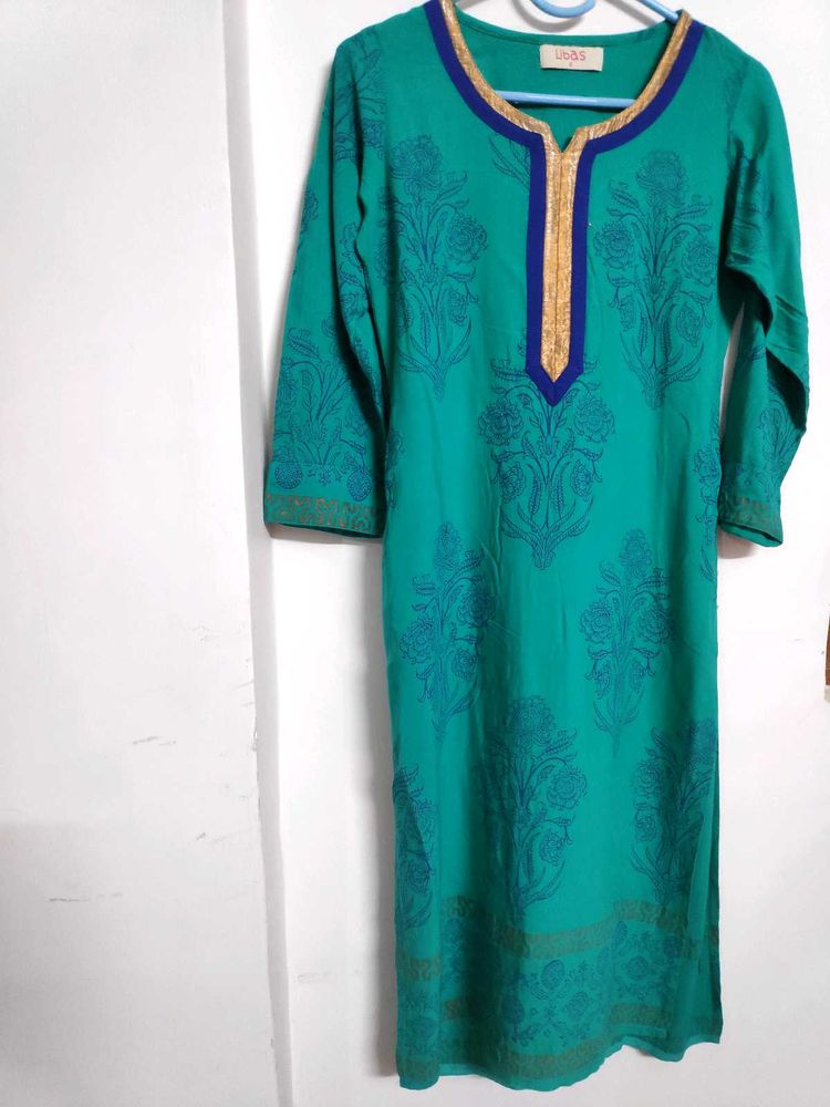 Libas Elegant Sea Green Printed Kurta