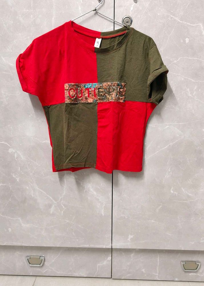 Color Block Crop Top