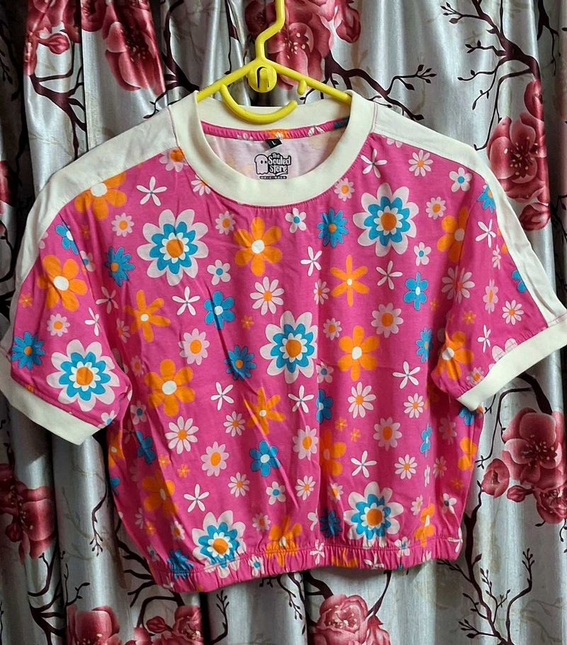 The Souled Store Floral Print Crop Top