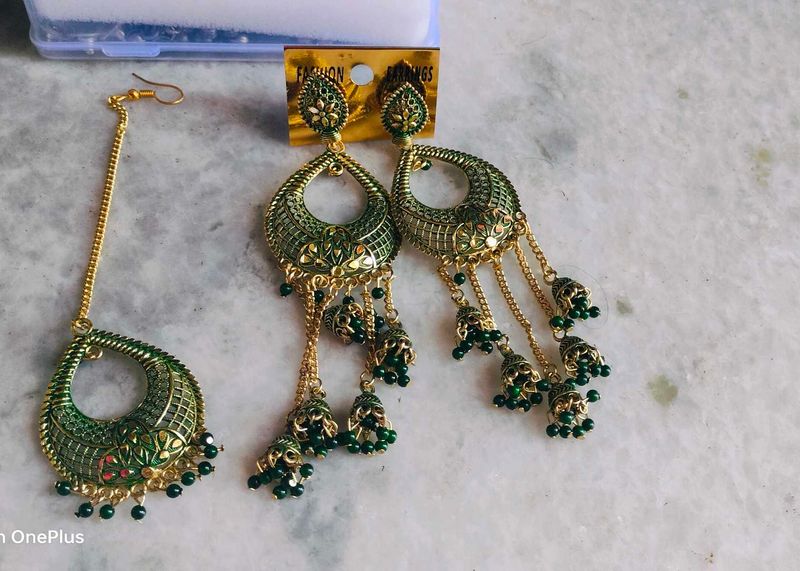 Green &amp; Gold Indian Jewelry Set