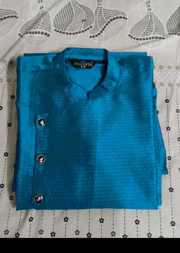 teal blue kurta for men