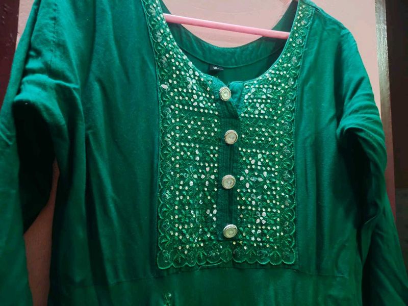 Green Embroidered Kurti