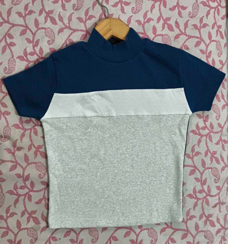 Stylish Colorblock Crop Top