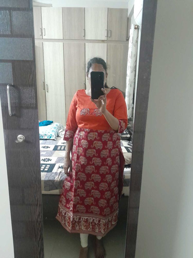 customized Elephant Print Kurta not used