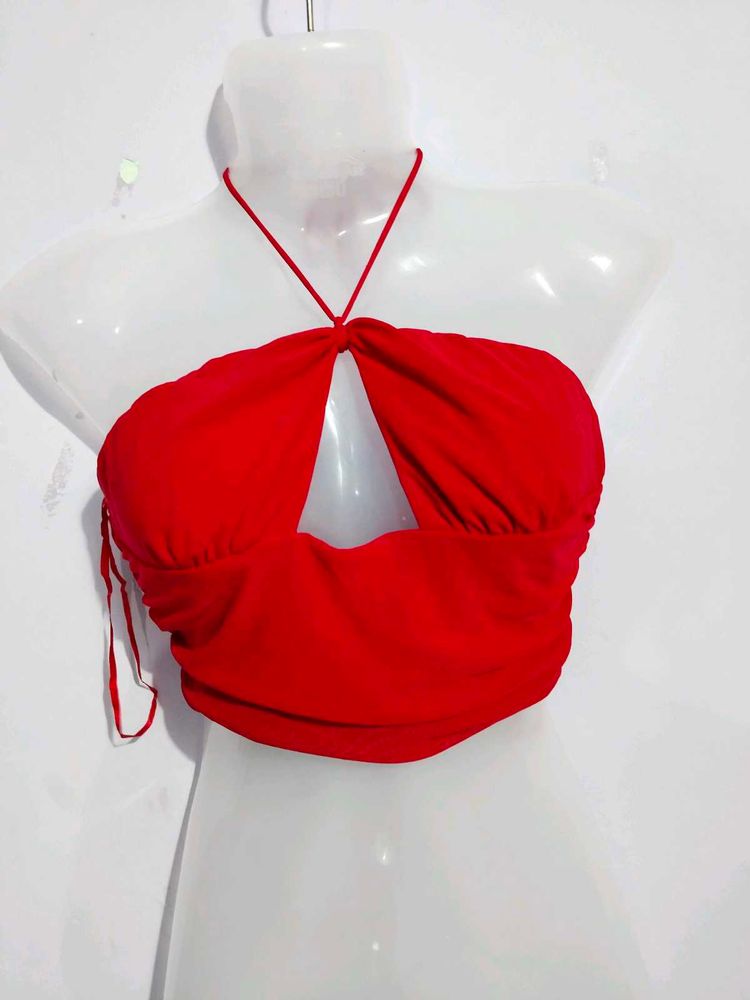 RED RUSHED TOP