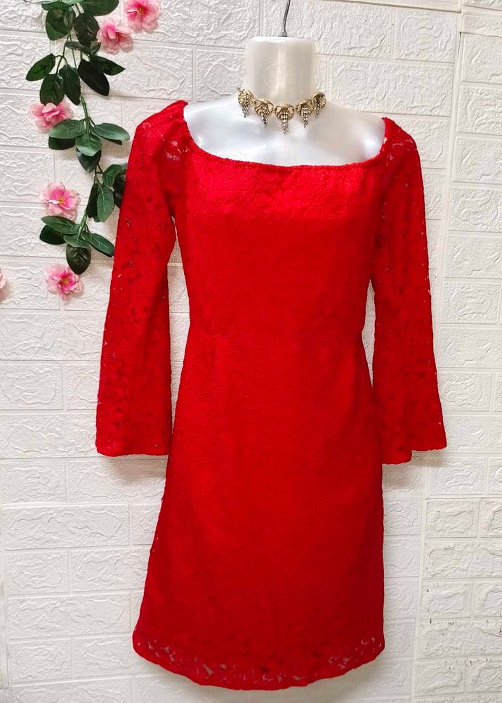 Size M/L 🎁Buy 2 Get 1 Free 🎁Red Lace Mini Dress