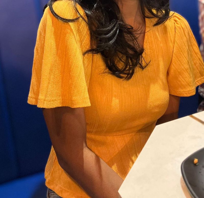 Yellow Flutter Sleeve Top