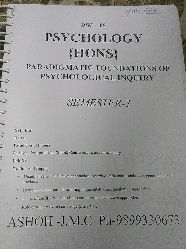 Paradigmatic Foundation Of Psychological Inquiry