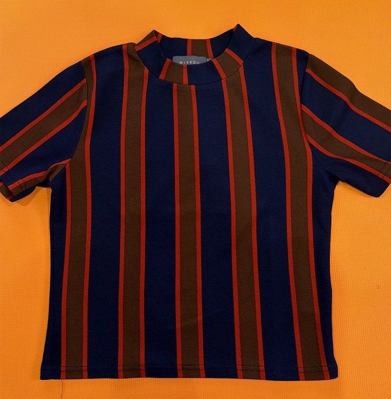 Striped Mock Neck Top