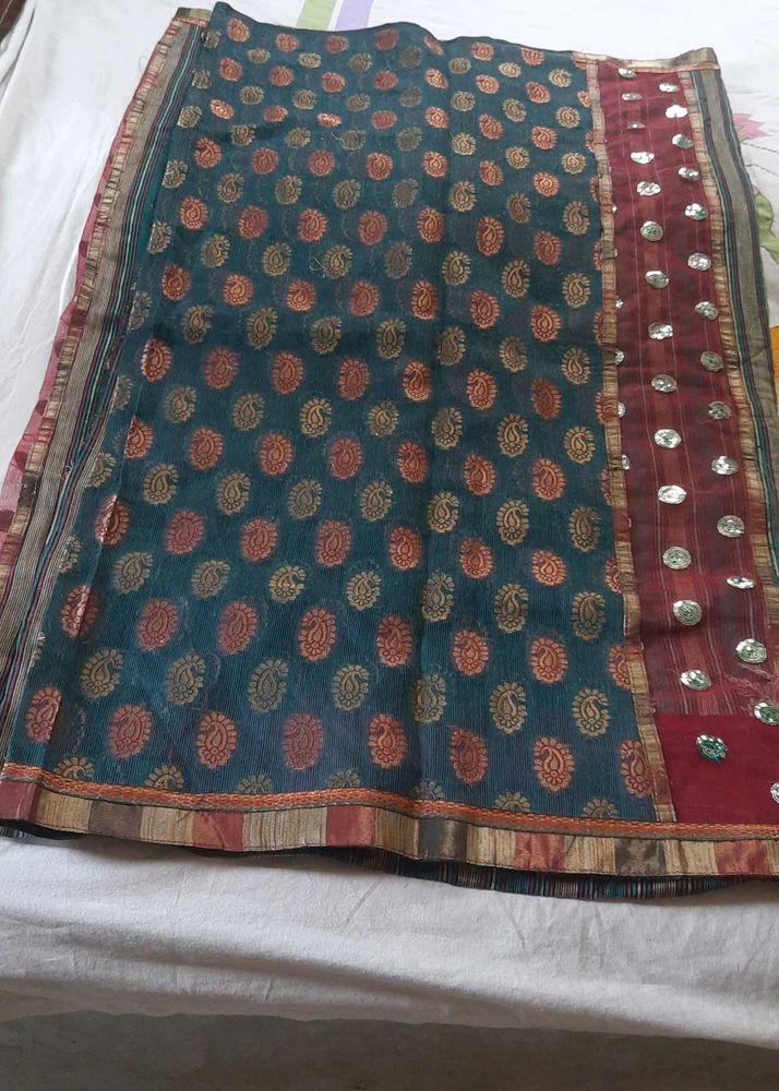 Designer Supernet Saree With Stitched Blouse