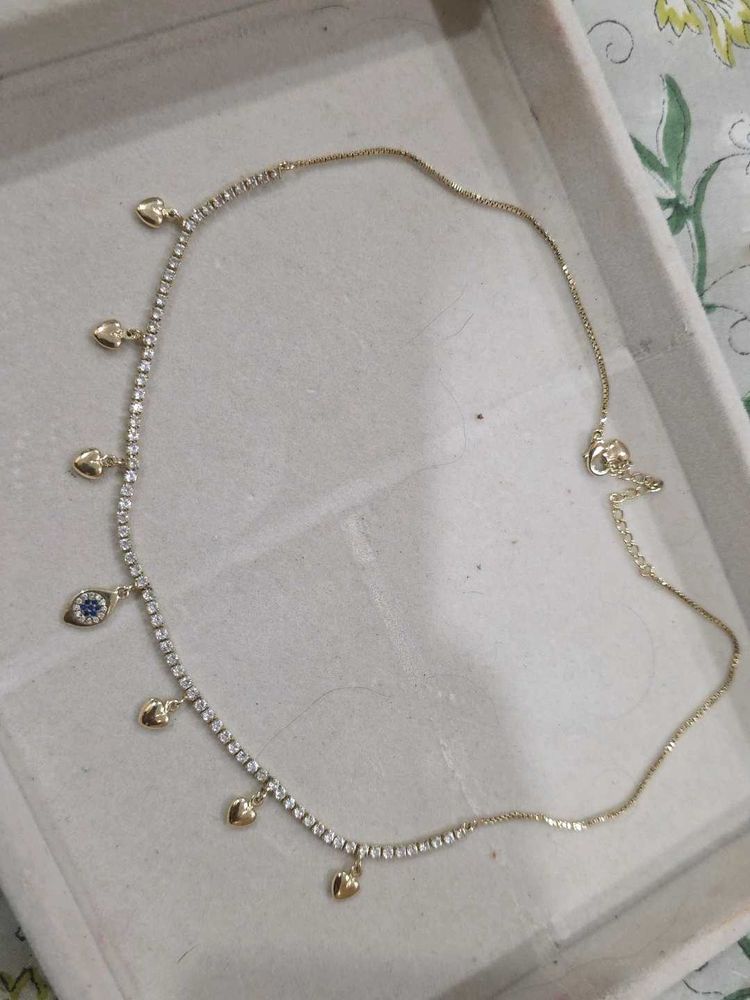 Evil Eye Heart Necklace With Gold Chain