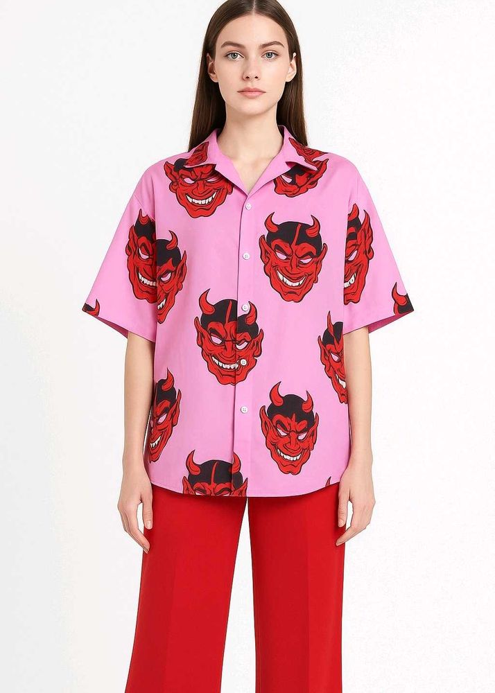 Pink Devil Print Shirt