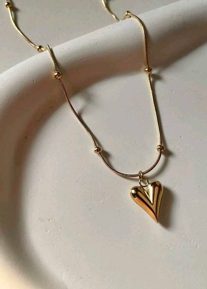 Korean Anti - Tarnish Golden Heart Chain Necklace♥