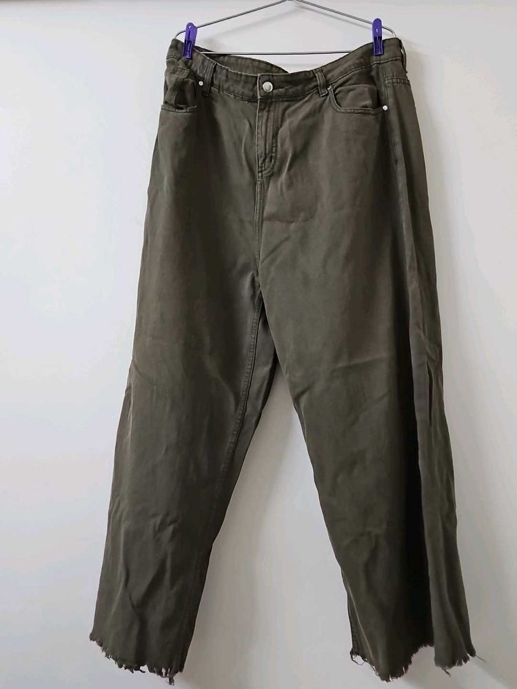 Westside Nuon- Olive Coloured Wide Leg Jeans