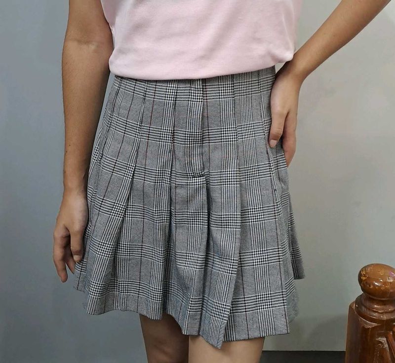 Plaid Pleated Skirt