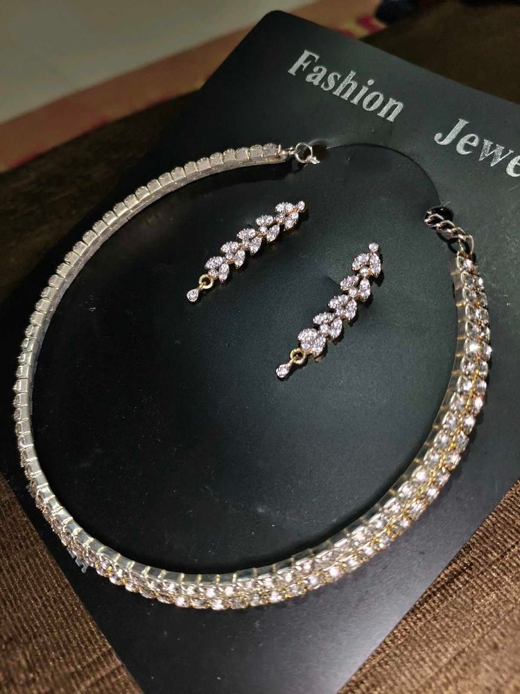 Silver Choker &amp; Earring Set