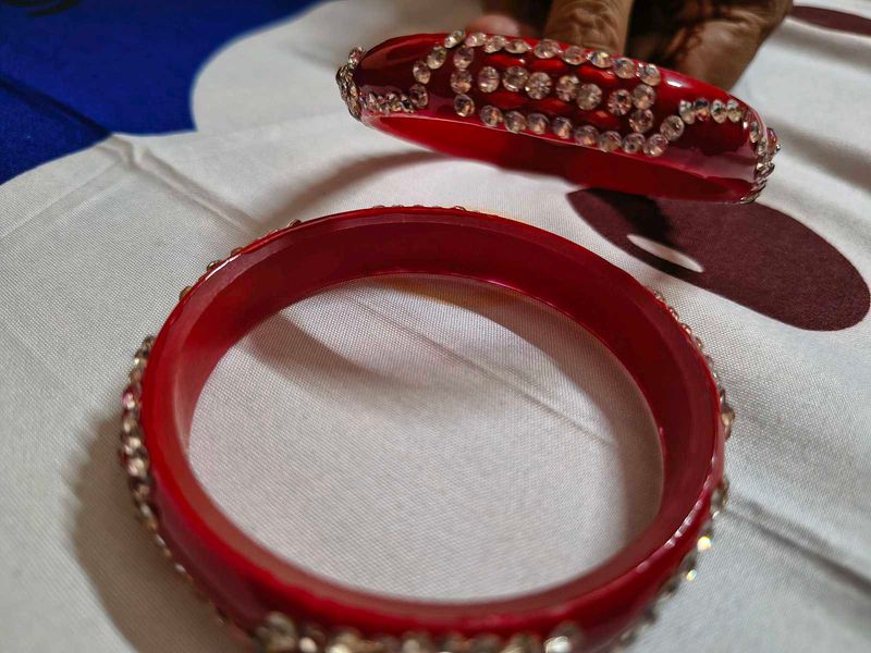 Red Bangles with Stones