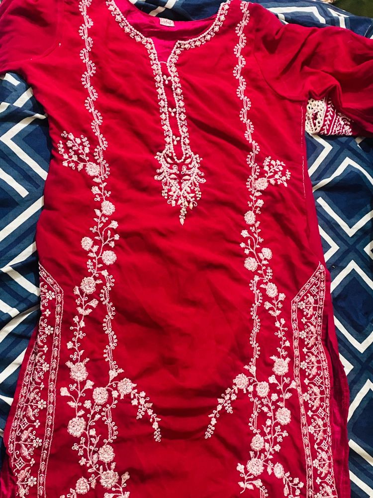 Pink Embroidered Kurti Pakistani Style