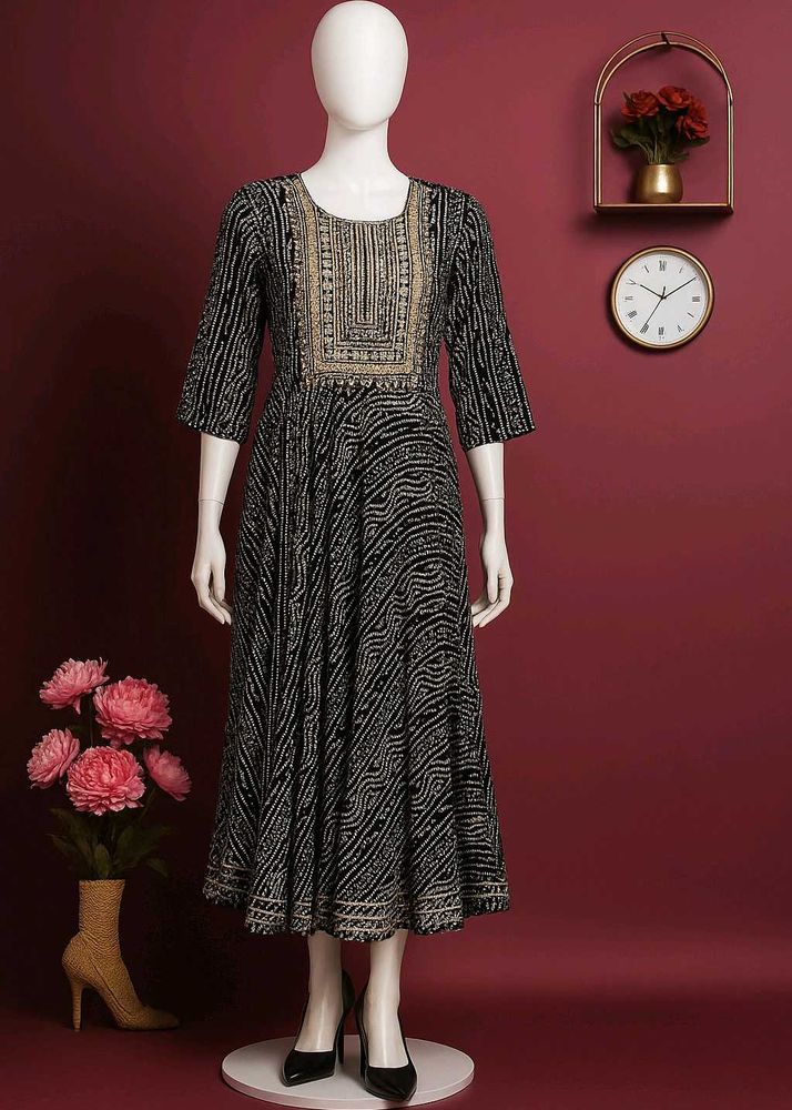 Elegant Black Printed Kurta