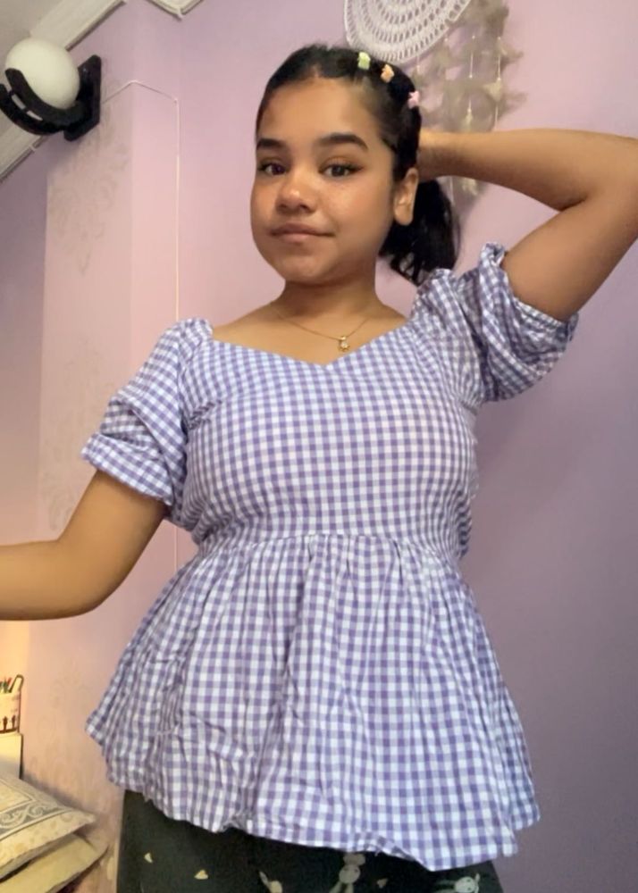 Purple Gingham Top