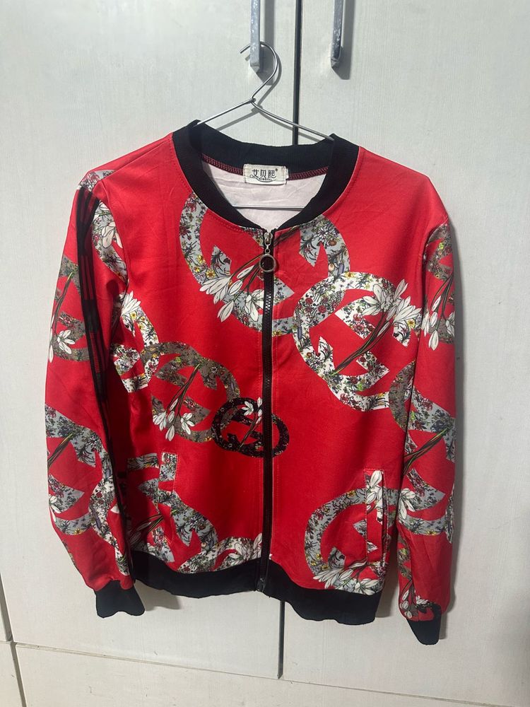 Red Floral Bomber Jacket