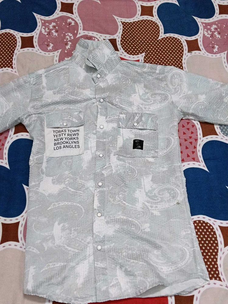 Patterned Button-Down Shirt