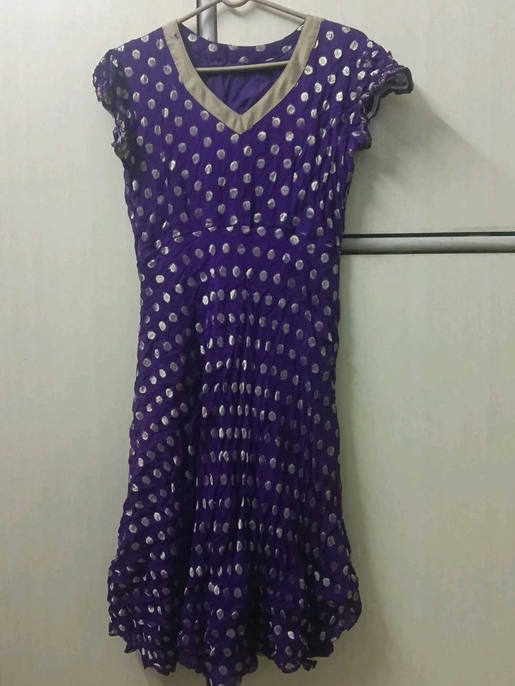 Purple Polka Dot Anarkali Dress for women