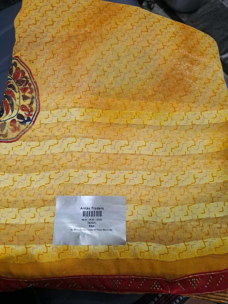Elegant Yellow Patterned Saree