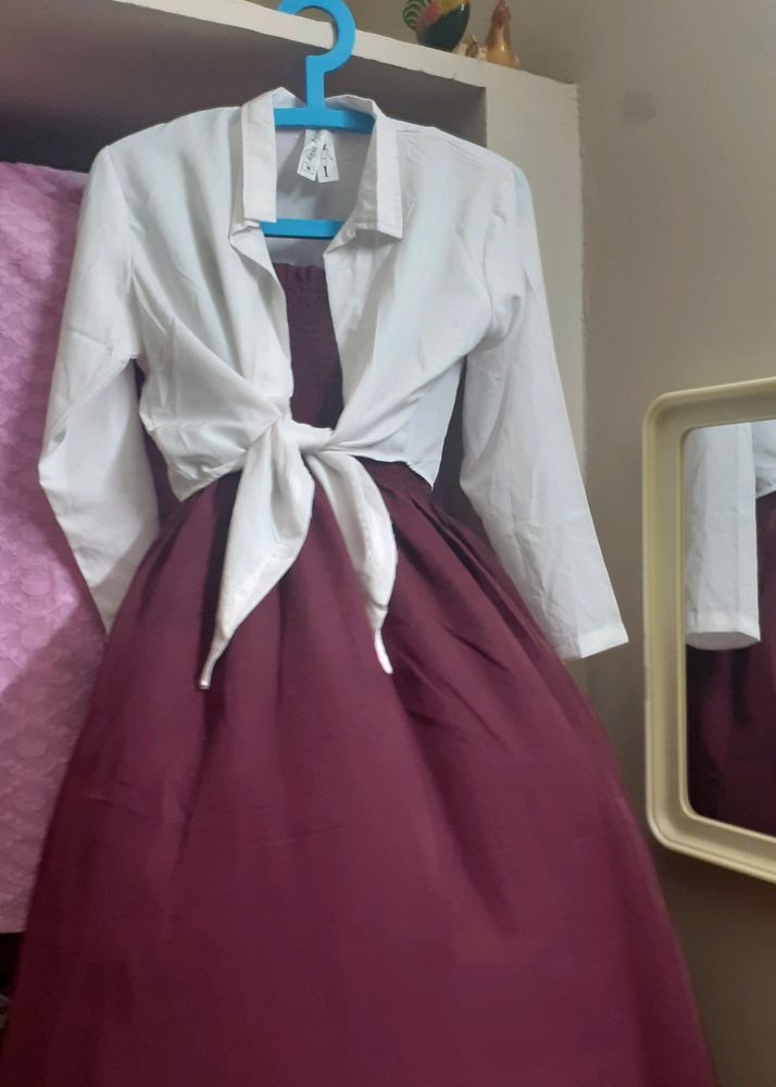 Maxi dress with overcoat (M)