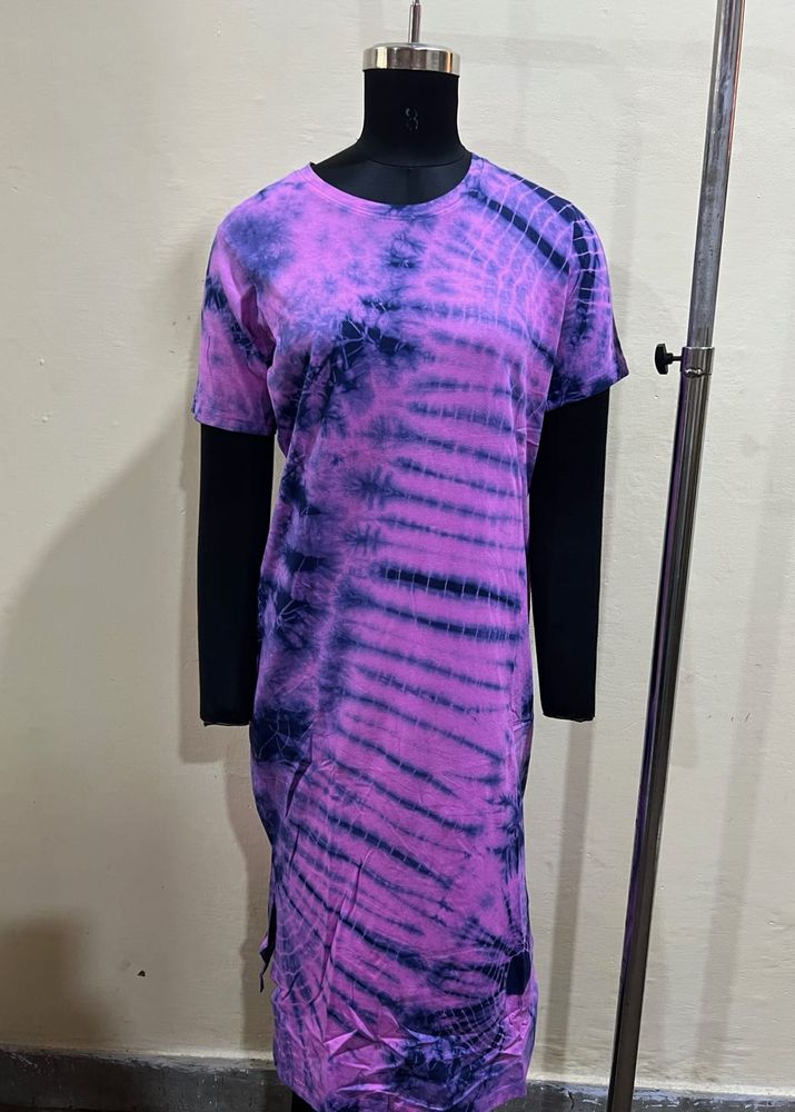 Round Neck Tie Dye Casual Midi Dress
