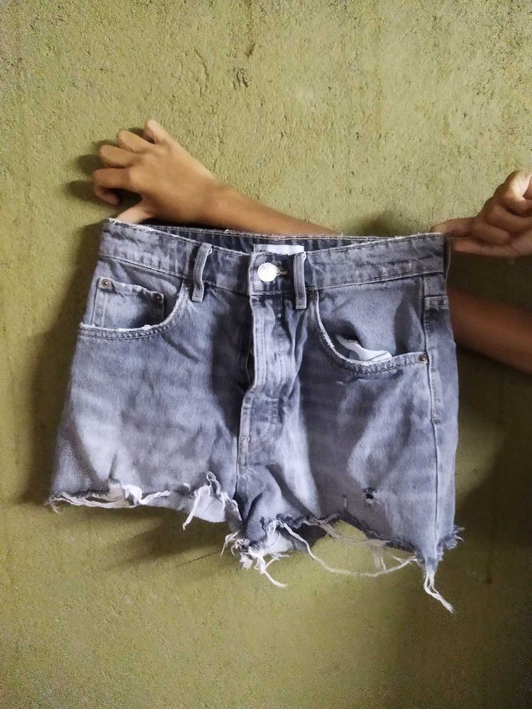 Ripped Denim Shorts