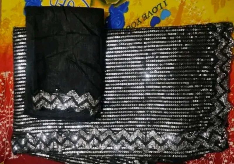 Sequins Black Saree