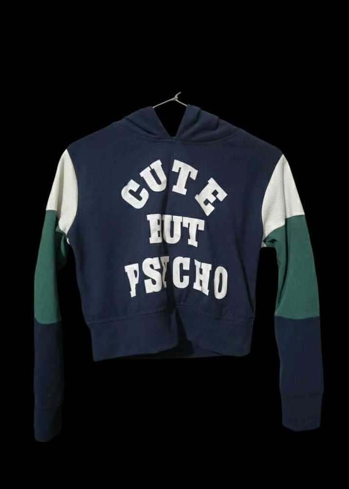 &#34;Cute But Psycho&#34; Cropped hoodie -  Knit Pullover