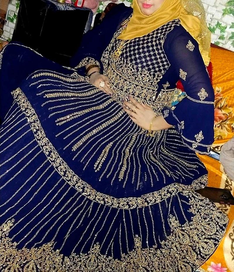 Elegant Navy Blue Embroidered Dress
