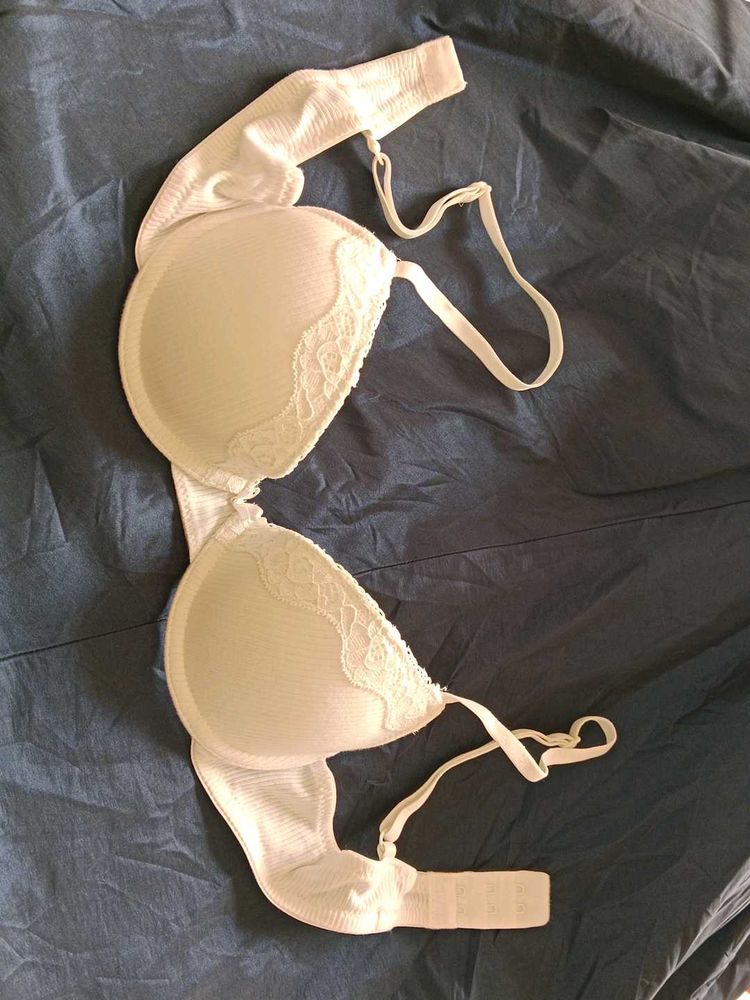 White Bra with Lace Detail