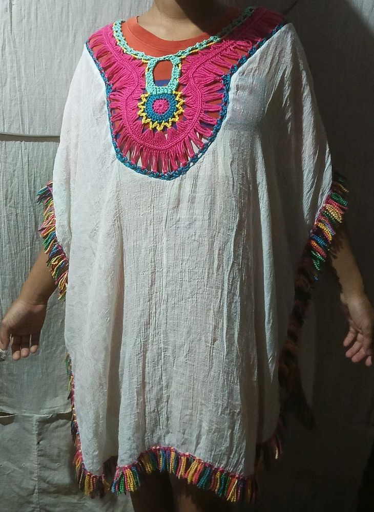 Boho Crochet Trim Tunic Top