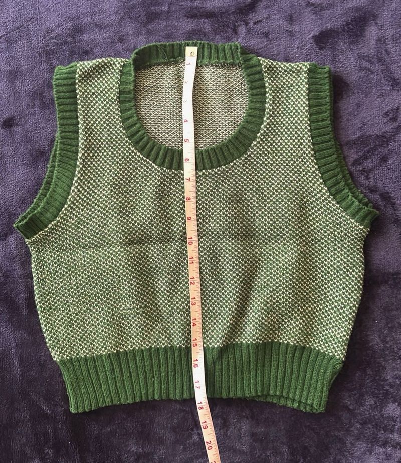 Green Knit Vest Top